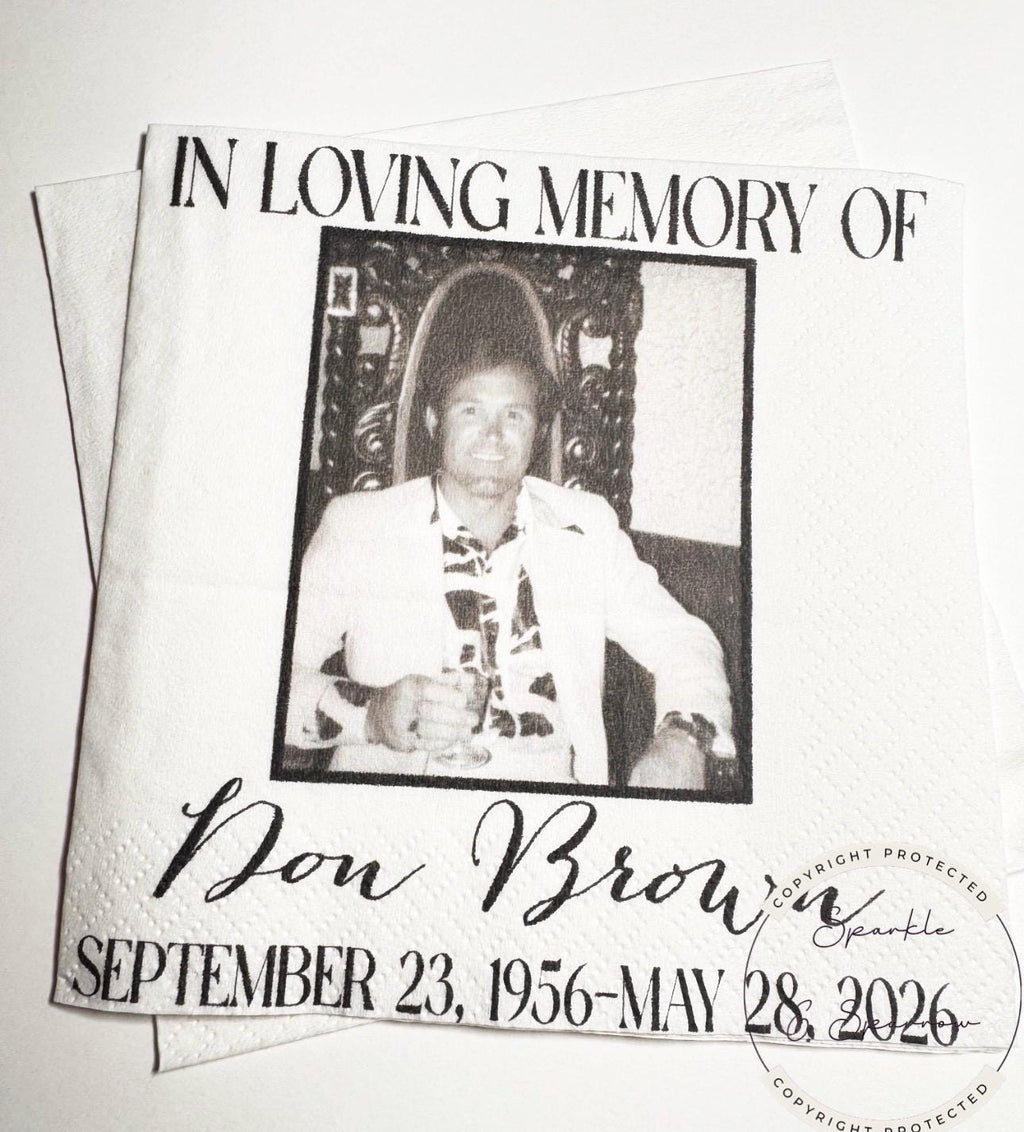 Celebration of Life Napkins Memorial Service Decor Funeral Decor Celebration of Life Photo Personalized Cocktail, Lunch Napkins, Set of 25