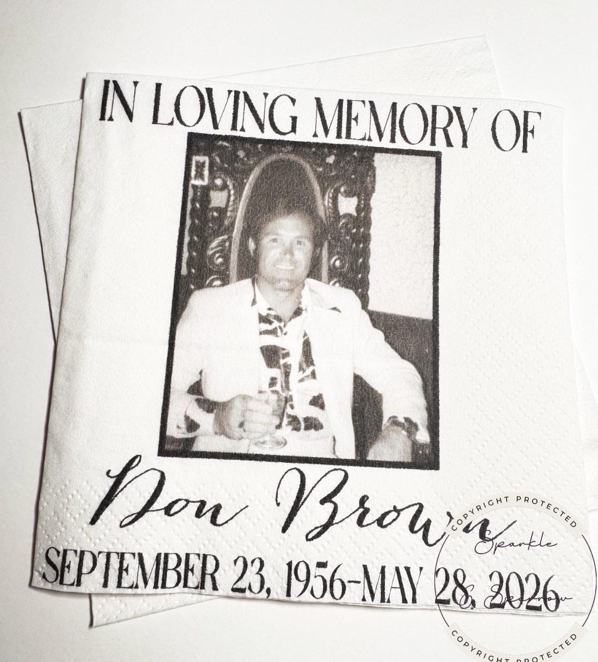 Celebration of Life Napkins Memorial Service Decor Funeral Decor Celebration of Life Photo Personalized Cocktail, Lunch Napkins, Set of 25