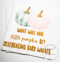 Fall Pumpkin Gender Reveal He or She What Will Little Pumpkin Be Pink Blue Pumpkin Baby Personalized Cocktail or Luncheon Napkins, Set of 25