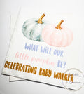 Fall Pumpkin Gender Reveal He or She What Will Little Pumpkin Be Pink Blue Pumpkin Baby Personalized Cocktail or Luncheon Napkins, Set of 25