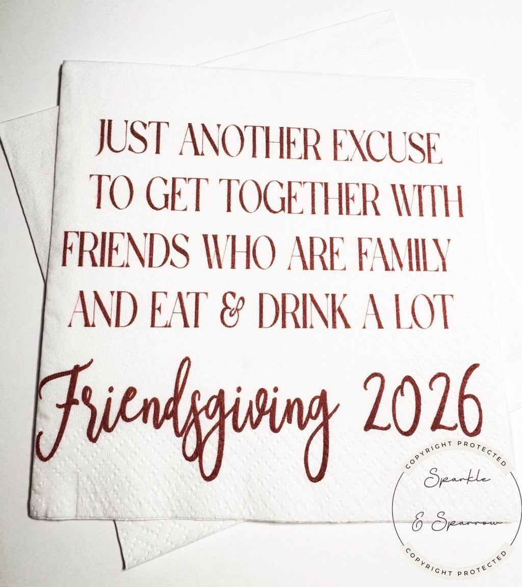 Friendsgiving Napkins Thanksgiving Party Napkins Holiday Hostess Gift Friendsgiving 2026 Fall Cocktail Napkins Friendsgiving Decor Set of 25