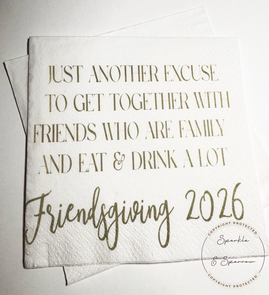 Friendsgiving Napkins Thanksgiving Party Napkins Holiday Hostess Gift Friendsgiving 2026 Fall Cocktail Napkins Friendsgiving Decor Set of 25