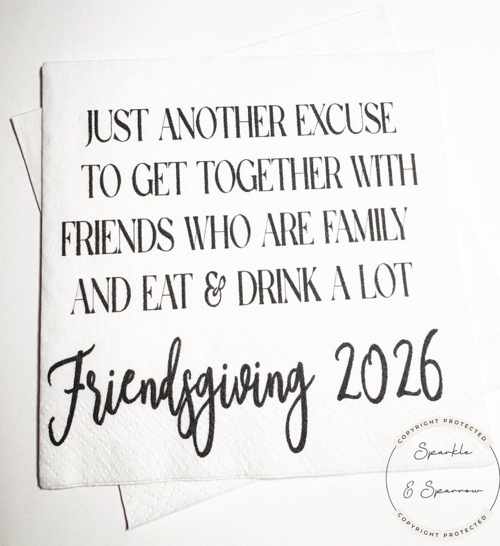 Friendsgiving Napkins Thanksgiving Party Napkins Holiday Hostess Gift Friendsgiving 2026 Fall Cocktail Napkins Friendsgiving Decor Set of 25