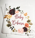 Fall Baby Shower Napkins Autumn Floral Baby Shower Decor Custom Boho Fall in Love Baby Shower Burgundy Floral Personalized Napkins Set of 25