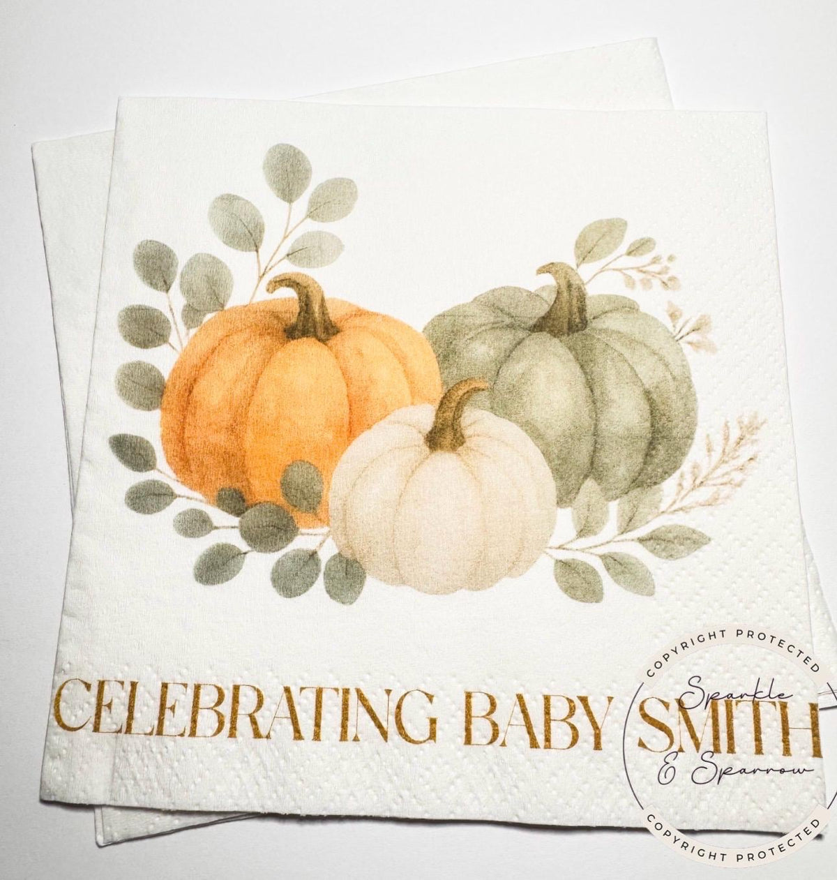 Oh Baby Pumpkin Napkins Fall Baby Shower Napkins Gender Neutral Pumpkin Baby Shower Fall Baby Shower Personalized Napkins, Set of 25