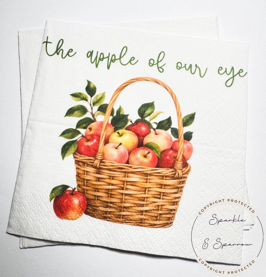 Apple of our Eye Baby Shower Apple Birthday Fall Baby Shower Apple Fall Birthday Red Apple Cocktail, Luncheon or Dinner Napkins Set of 25