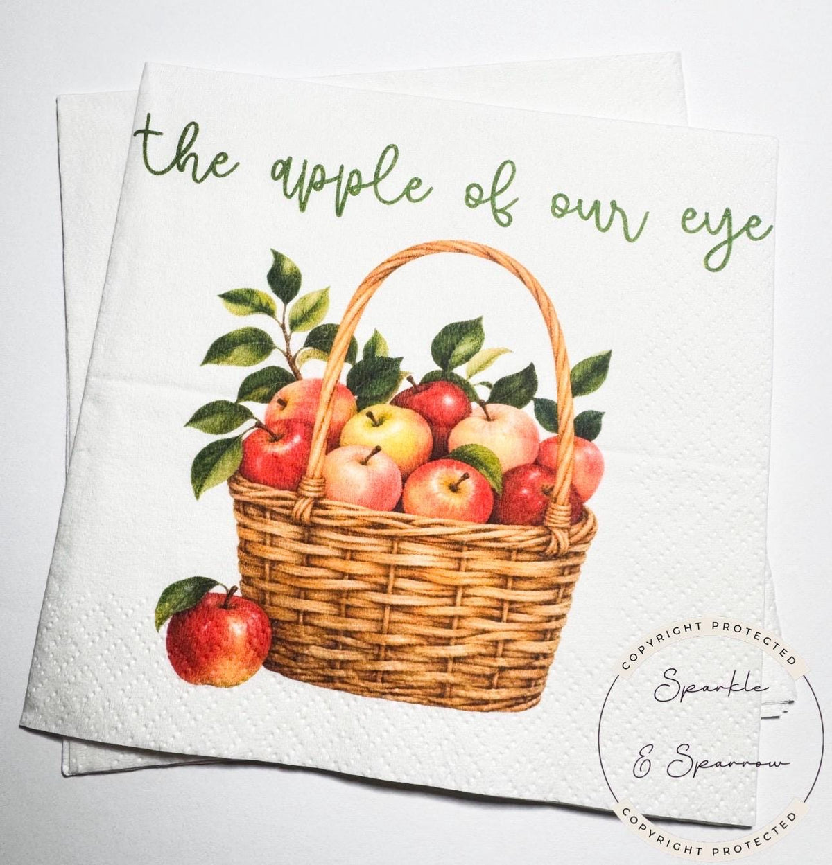 Apple of our Eye Baby Shower Apple Birthday Fall Baby Shower Apple Fall Birthday Red Apple Cocktail, Luncheon or Dinner Napkins Set of 25