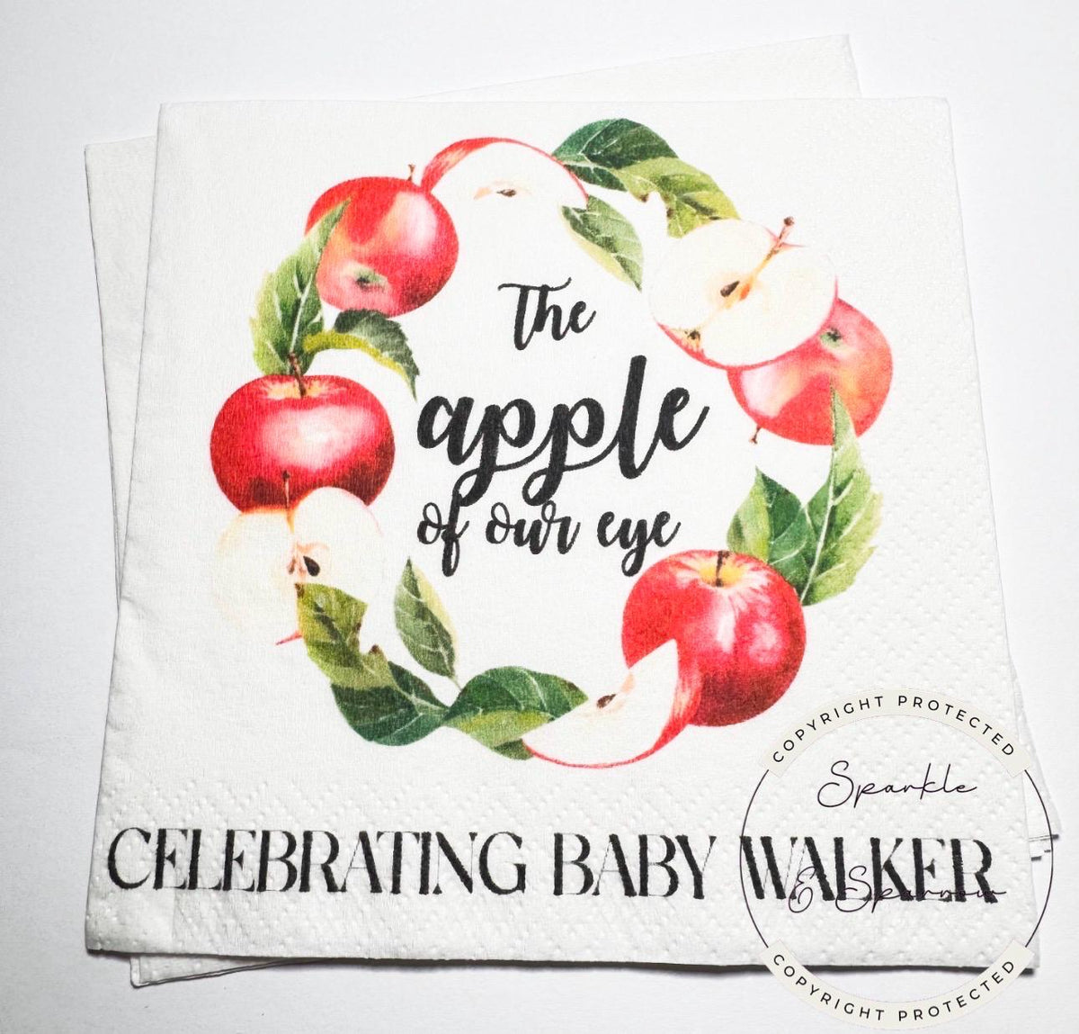 Apple of our Eye Baby Shower Apple Fall Baby Shower Apple Fall Apple Baby Shower Personalized Cocktail, Luncheon or Dinner Napkins Set of 25