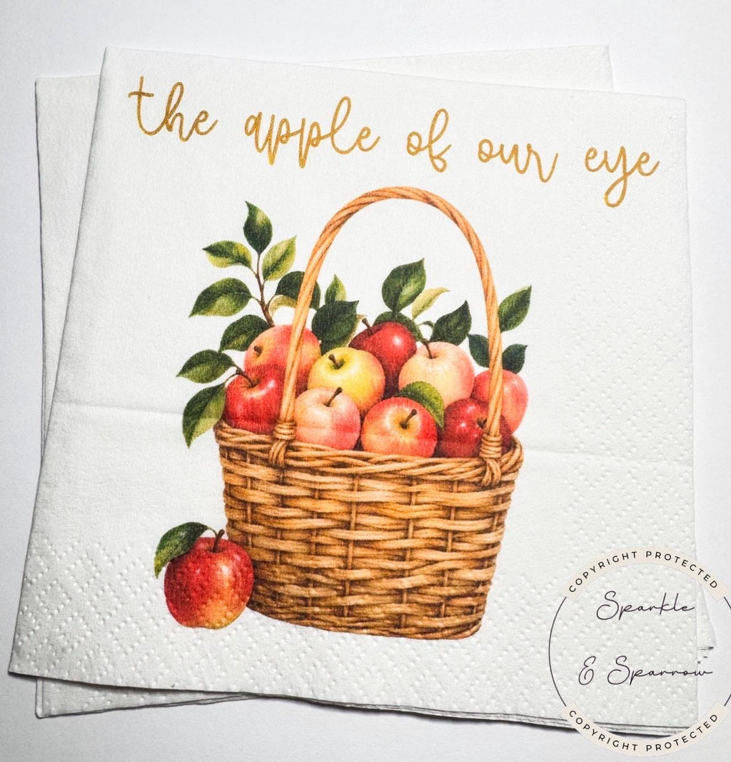 Apple of our Eye Baby Shower Apple Birthday Fall Baby Shower Apple Fall Birthday Red Apple Cocktail, Luncheon or Dinner Napkins Set of 25