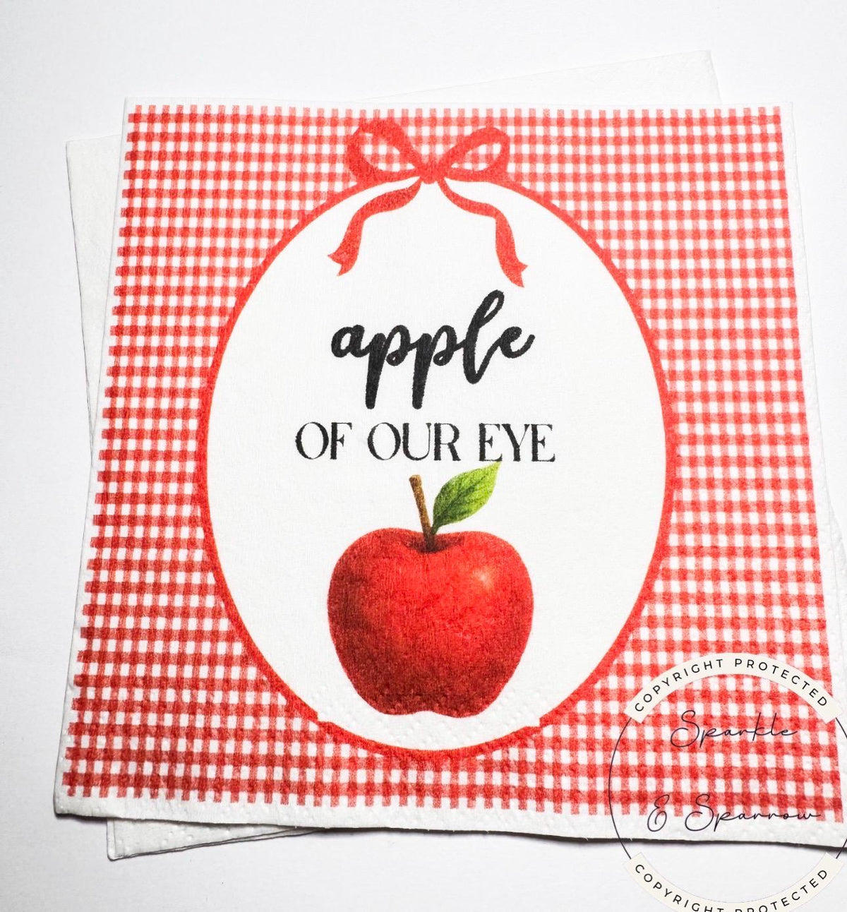 Apple of our Eye Baby Shower Apple Birthday Fall Baby Shower Apple Fall Birthday Red Apple Cocktail, Luncheon or Dinner Napkins Set of 25
