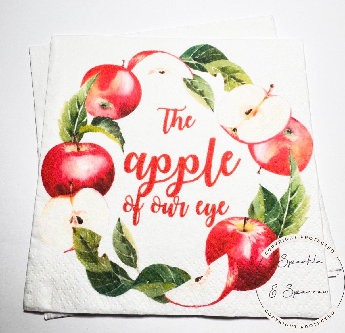 Apple of our Eye Baby Shower Apple Birthday Fall Baby Shower Apple Fall Birthday Red Apple Cocktail, Luncheon or Dinner Napkins Set of 25
