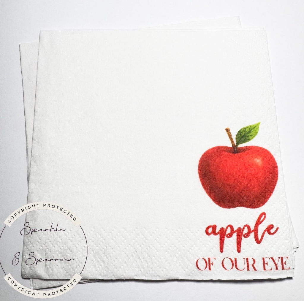 Apple of our Eye Baby Shower Apple Birthday Fall Baby Shower Apple Fall Birthday Red Apple Cocktail, Luncheon or Dinner Napkins Set of 25