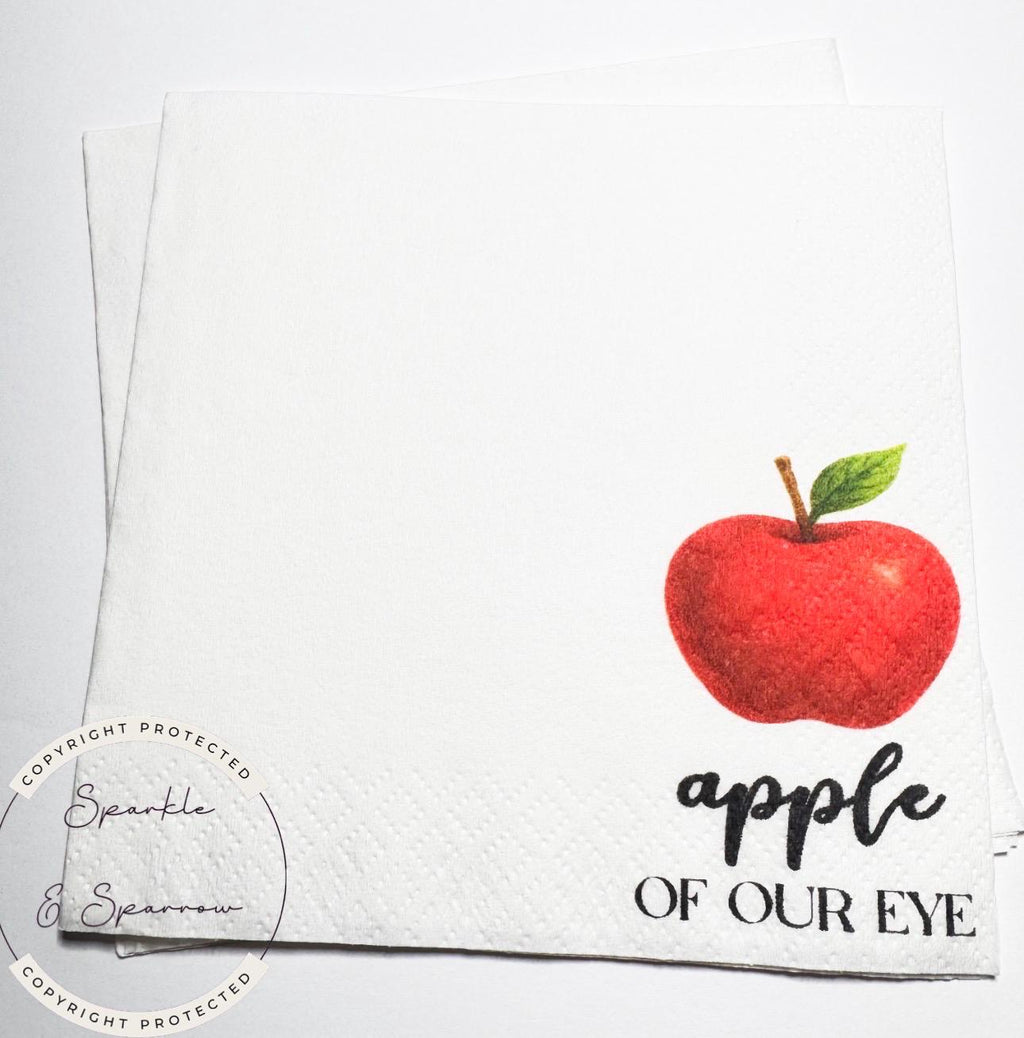 Apple of our Eye Baby Shower Apple Birthday Fall Baby Shower Apple Fall Birthday Red Apple Cocktail, Luncheon or Dinner Napkins Set of 25