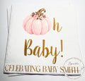 Pumpkin Oh Baby Shower Pink Gold Pumpkin Girl Fall Pink Gold Fall Baby Shower Personalized  Cocktail, Luncheon or Dinner Napkins Set of 25