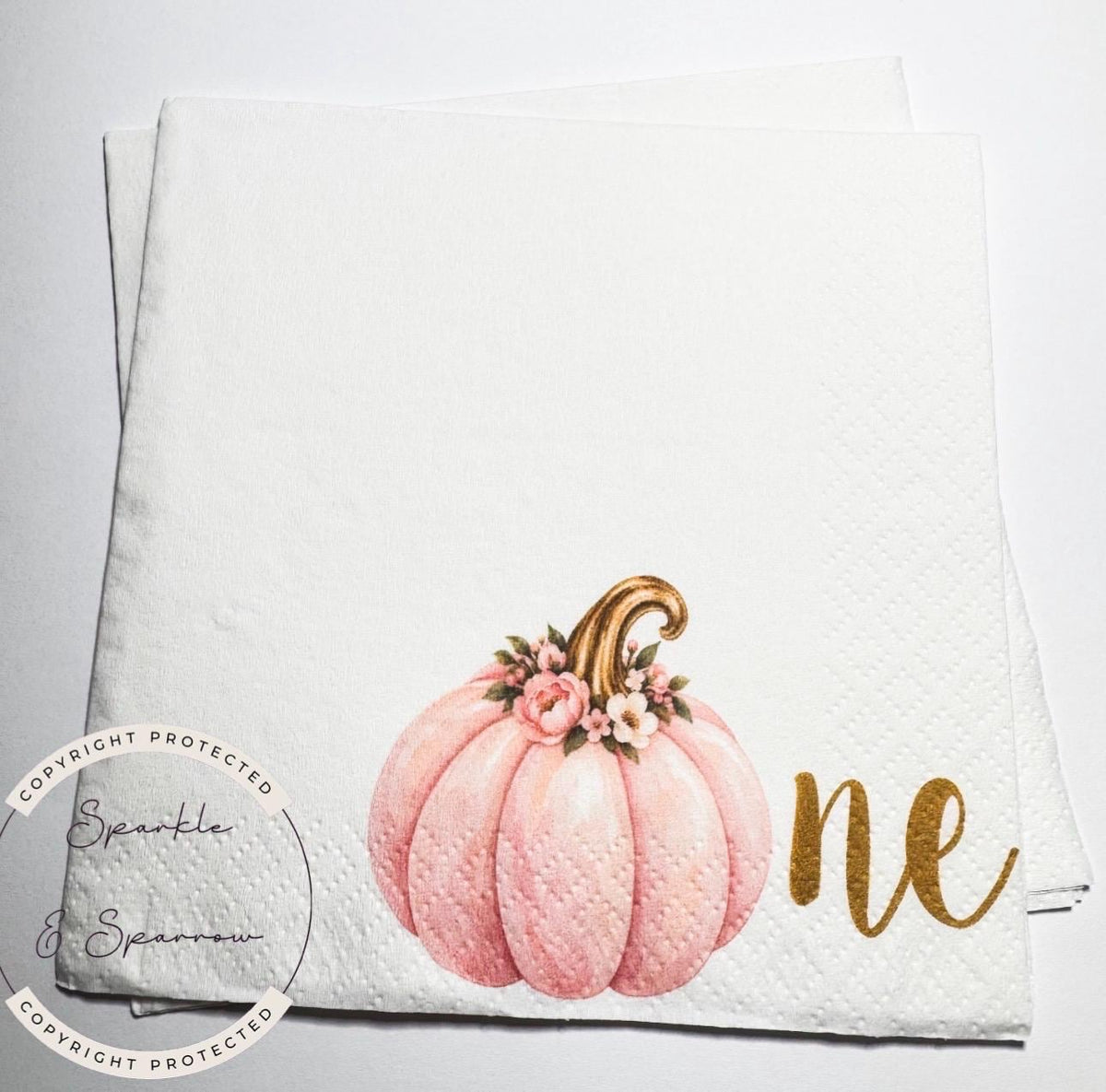 Pink Pumpkin First Birthday Napkins Girl Fall Birthday Party Decor Pumpkin 1st Birthday Pink Pumpkin One Fall Birthday Napkins, Set of 25