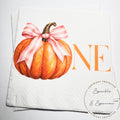 Pumpkin First Birthday Pumpkin Pink Bow Pumpkin One Birthday Pink Bow Pumpkin Girl 1st Bday Cocktail, Luncheon or Dinner Napkins Set of 25