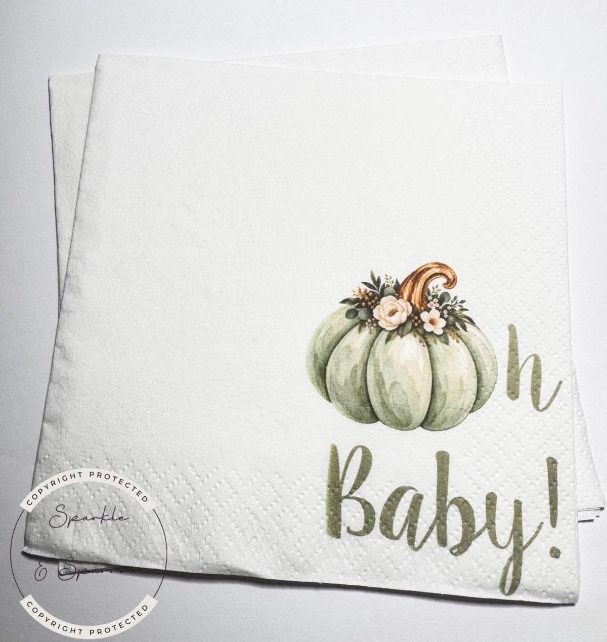 Pumpkin Oh Baby Shower Fall Pumpkin Baby Shower Gender Neutral Pumpkin Oh Baby Reveal Cocktail, Luncheon or Dinner Napkins Set of 25