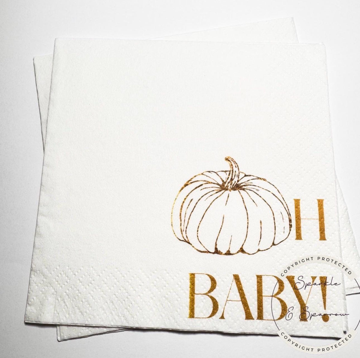 Pumpkin Oh Baby Shower Fall Pumpkin Baby Shower Gender Neutral Pumpkin Oh Baby Reveal Cocktail, Luncheon or Dinner Napkins Set of 25