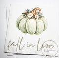 Fall in Love With Baby Fall Baby Shower Falling in Love Baby Pumpkin Baby Shower Sage Green Cocktail, Luncheon or Dinner Napkins Set of 25