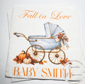 Fall in Love With Baby Fall Baby Shower Blue Baby Carriage Boy Fall in Love Baby Shower Pumpkin Baby Shower Personalized Napkins, Set of 25