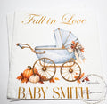 Fall in Love With Baby Fall Baby Shower Blue Baby Carriage Boy Fall in Love Baby Shower Pumpkin Baby Shower Personalized Napkins, Set of 25