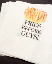 Load image into Gallery viewer, Fries Before Guys Galentines Day Girlfriends Valentines Day Party Singles Party Cocktail Napkins, Set of 25
