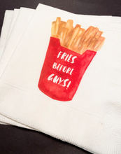 Load image into Gallery viewer, Fries Before Guys Galentines Day Girlfriends Valentines Day Party Singles Party Cocktail Napkins, Set of 25
