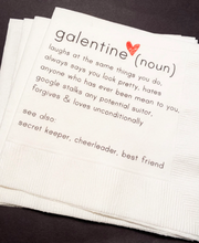 Load image into Gallery viewer, Galentines Day Girlfriends Valentines Day Party Singles Galentine Definition Cocktail Napkins, Set of 25
