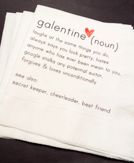 Galentines Day Girlfriends Valentines Day Party Singles Galentine Definition Cocktail Napkins, Set of 25