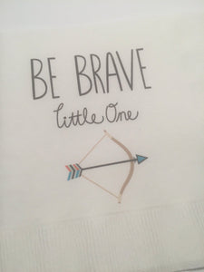 Be Brave Little One Adventure Wild One Tribal Bow and Arrow Birthday Party Baby Shower Cocktail or Luncheon Napkins, Set of 25