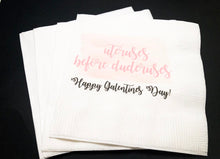Load image into Gallery viewer, Uteruses Before Duderuses Galentines Day Girlfriends Valentines Day Party Leslie Knope Parks and Rec Cocktail or Luncheon Napkins, Set of 25

