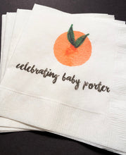 Load image into Gallery viewer, Clementine Cutie Baby Shower Spring Summer Shower Personalized Cocktail or Luncheon Napkins, Set of 25
