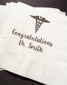Medical School Doctor Med Graduation Personalized Cocktail Napkins, Set of 25