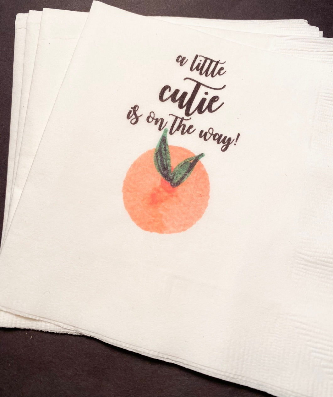 A Little Cutie is on the Way Clementine Cutie Baby Shower Spring Summer Little Cutie On the Way Baby Shower  Cocktail Napkins, Set of 25