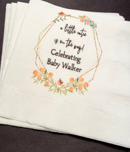 Load image into Gallery viewer, A Little Cutie is on the Way Clementine Cutie Baby Shower Spring Summer Baby Shower Personalized Cocktail or Luncheon Napkins, Set of 25
