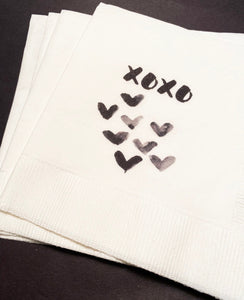 Galentines Day Girlfriends Valentines Day Party Singles Party xoxo Heart Cocktail or Luncheon Napkins, Set of 25