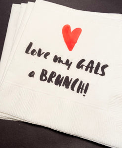 Galentines Day Brunch Love My Gals a Brunch Girlfriends Valentines Day Party Singles Party Cocktail or Luncheon Napkins, Set of 25