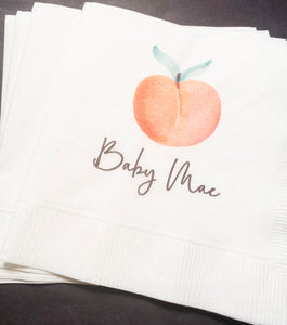 Peach Baby Shower Clementine Cutie Baby Shower Spring Summer Shower Personalized Cocktail or Luncheon Napkins, Set of 25