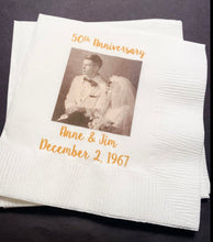 Load image into Gallery viewer, 50th Anniversary Wedding Picture Personalized  Anniversary Party Cocktail Napkins, Set of 25
