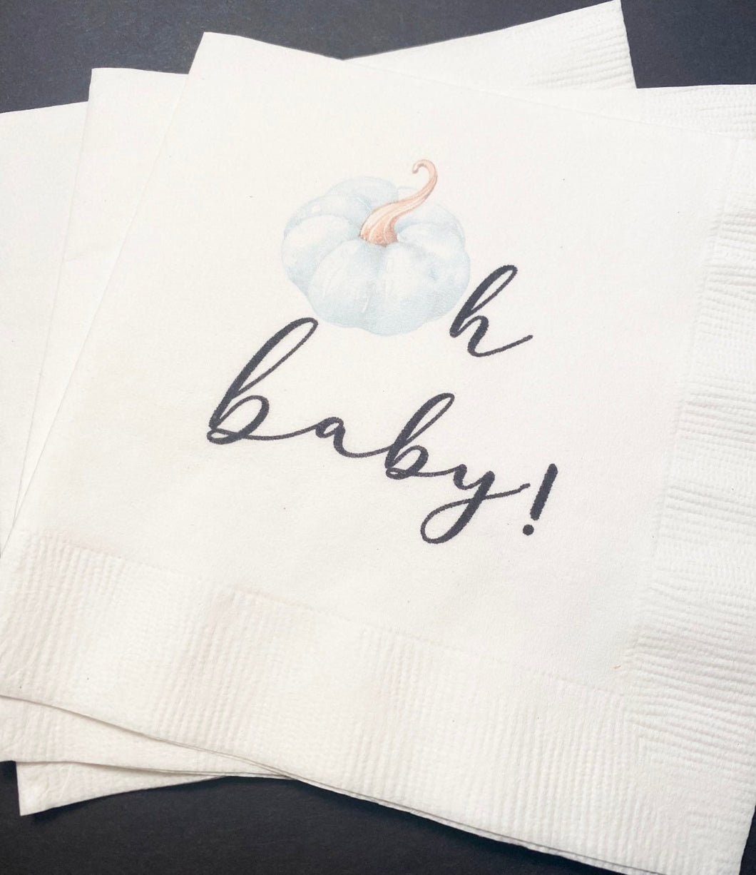 Pumpkin Oh Baby Shower Blue Pumpkin Autumn Baby Cocktail, Luncheon or Dinner Napkins Set of 25