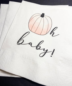 Pumpkin Oh Baby Shower Pumpkin Autumn Baby Cocktail or Luncheon Napkins, Set of 25