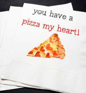 Pizza My Heart Valentine Pizza Valentines Day Party Singles Party Galentines Cocktail or Luncheon Napkins, Set of 25