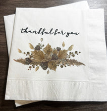 Load image into Gallery viewer, Thanksgiving Gather Give Thanks Pumpkin Fall Thanksgiving Dinner Table Cocktail, Luncheon or Dinner Napkins Set of 25
