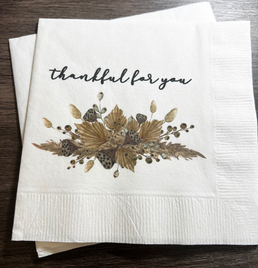 Thanksgiving Gather Give Thanks Pumpkin Fall Thanksgiving Dinner Table Cocktail, Luncheon or Dinner Napkins Set of 25