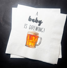 Load image into Gallery viewer, A Baby is Brewing Baby Shower Coffee Bar Baby Brunch Cocktail, Luncheon or Dinner Napkins Set of 25
