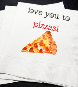 Love You to Pizzas Valentine Pizza Valentines Day Party Singles Party Galentines Cocktail Napkins, Set of 25